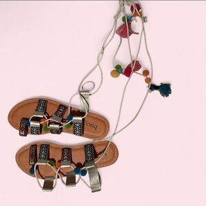 Colorful Pom Pom Sandals